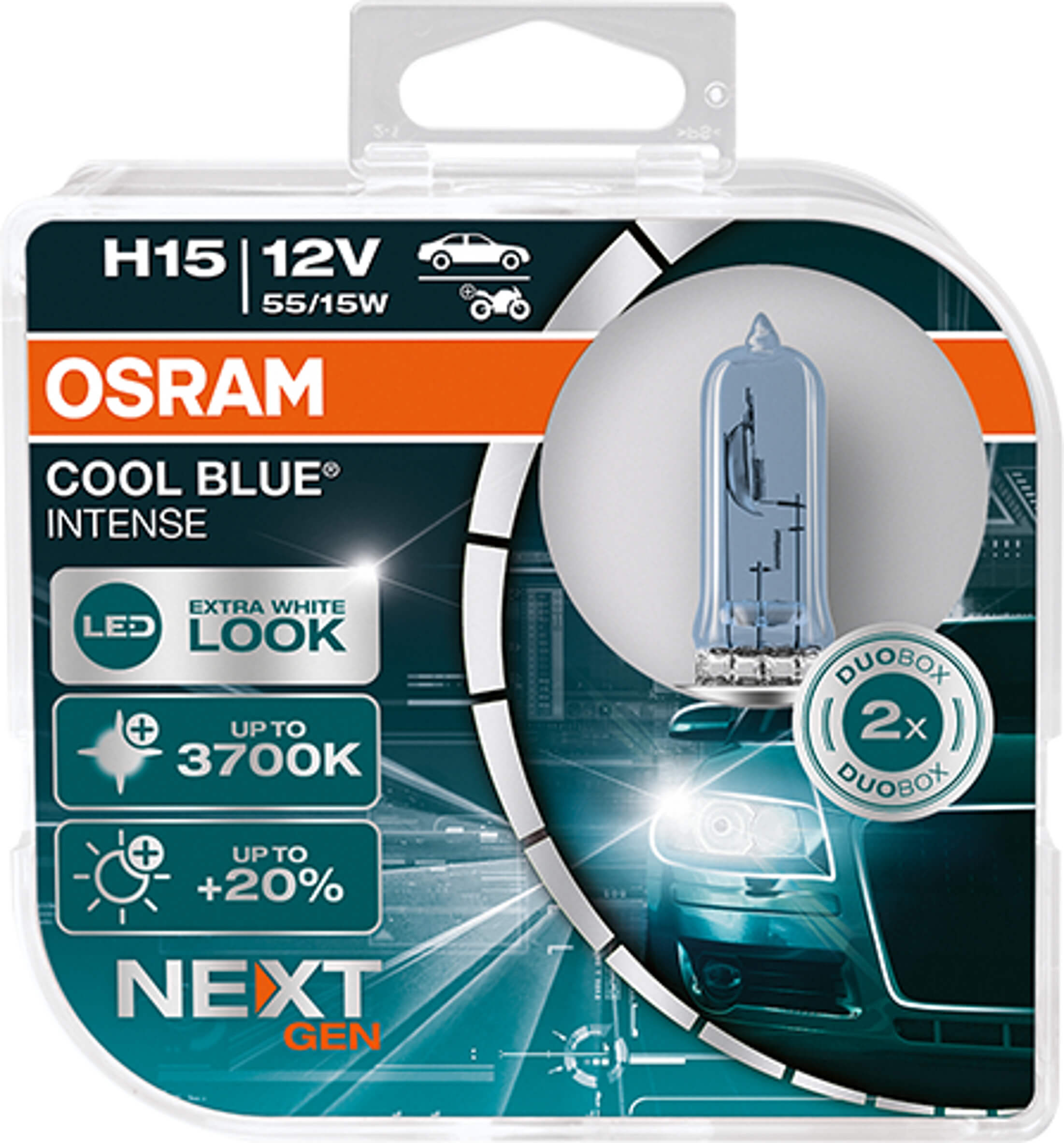 ΛΑΜΠΑ OSRAM H15 12V 15/55W (64176CBN-HCB) Cool Blue INTENSE NextGeneration 3700K +100% 2TMX
